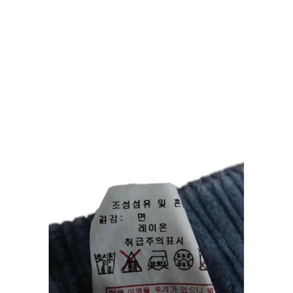 Stile Benetton Womens Elastic Waistband Straight Cropped Pants Blue Cotton Small